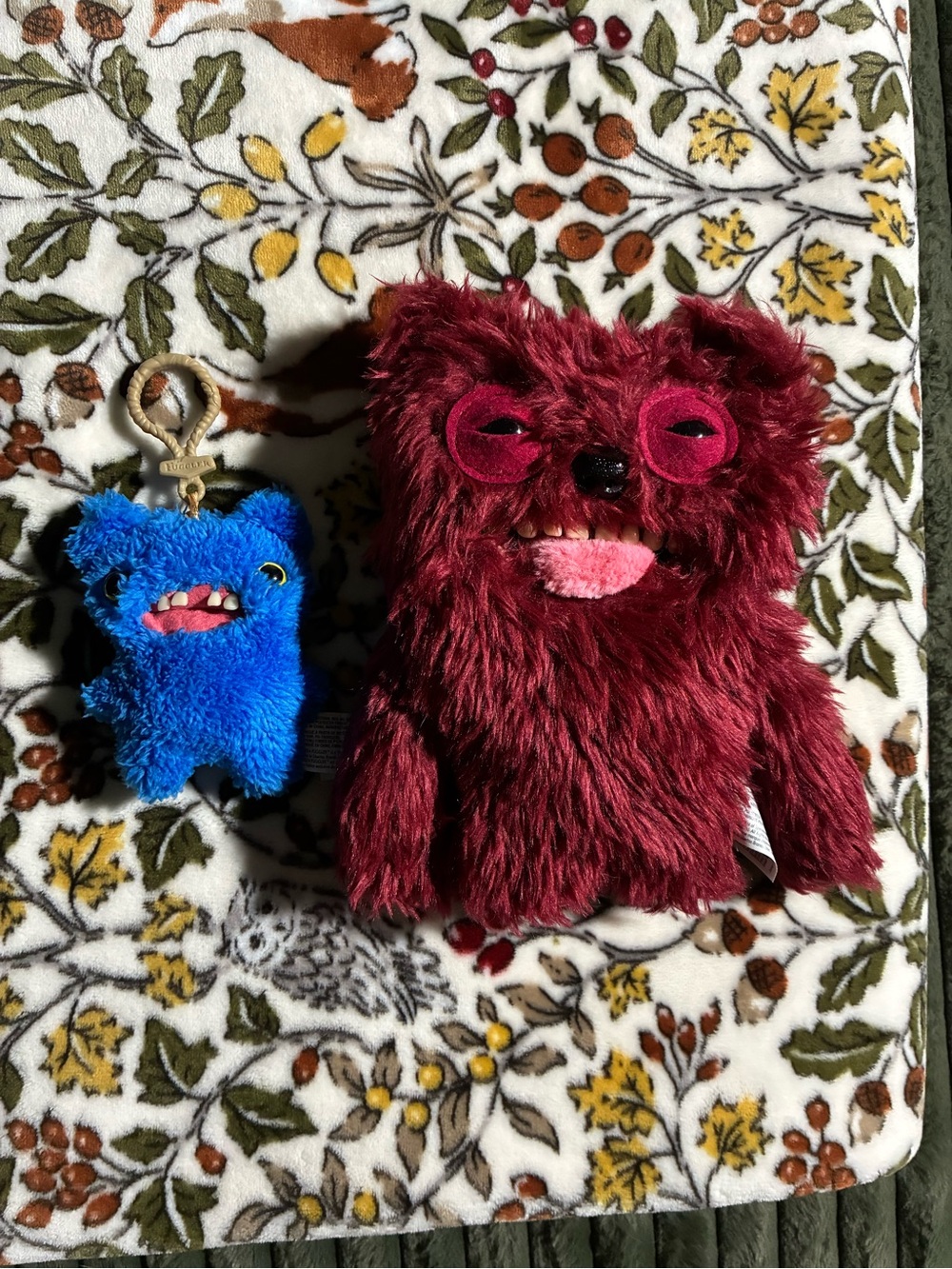 Fuggler Hairy Fugg Plush Collectible- Sir Belch Magenta & Baby Fug Blue Keychain